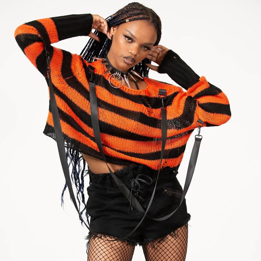 KILLSTAR Creep N' Sleep Cropped Knit Sweater